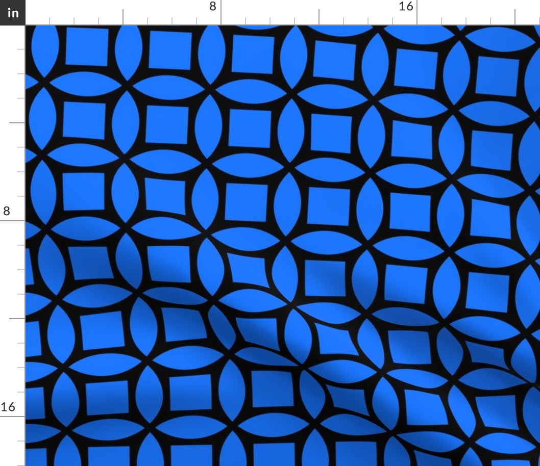 Geometric Pattern: Intersect Square: Black/Blue
