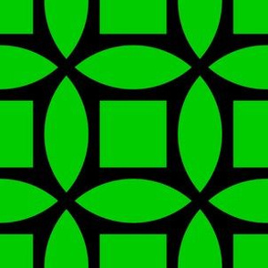 Geometric Pattern: Intersect Square: Black/Green