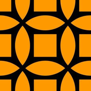 Geometric Pattern: Intersect Square: Black/Orange