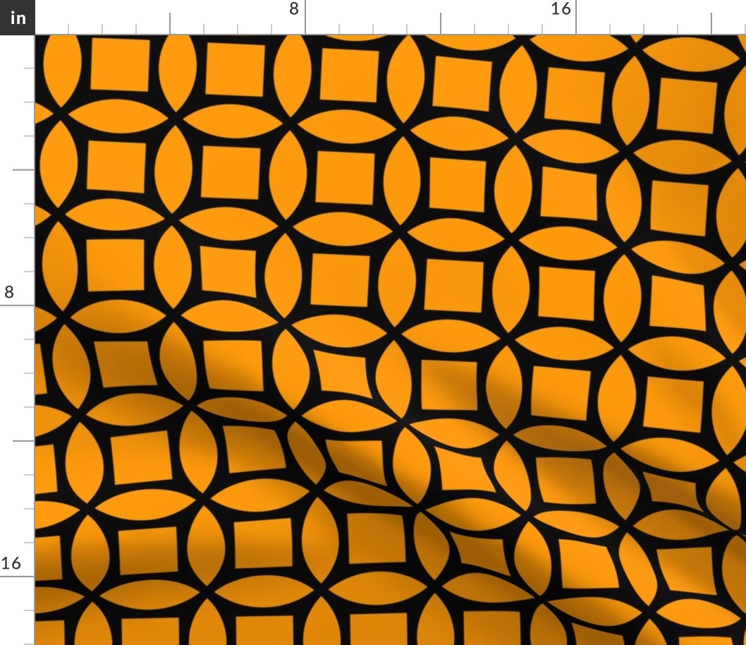 Geometric Pattern: Intersect Square: Black/Orange