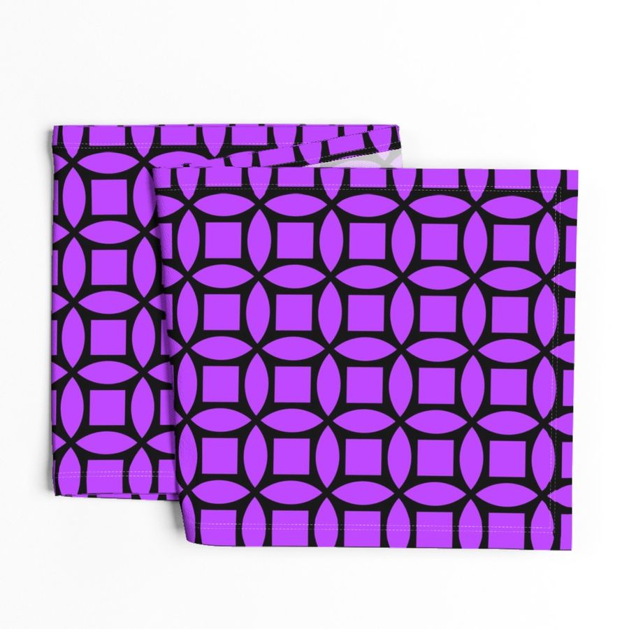 Geometric Pattern: Intersect Square: Black/Purple