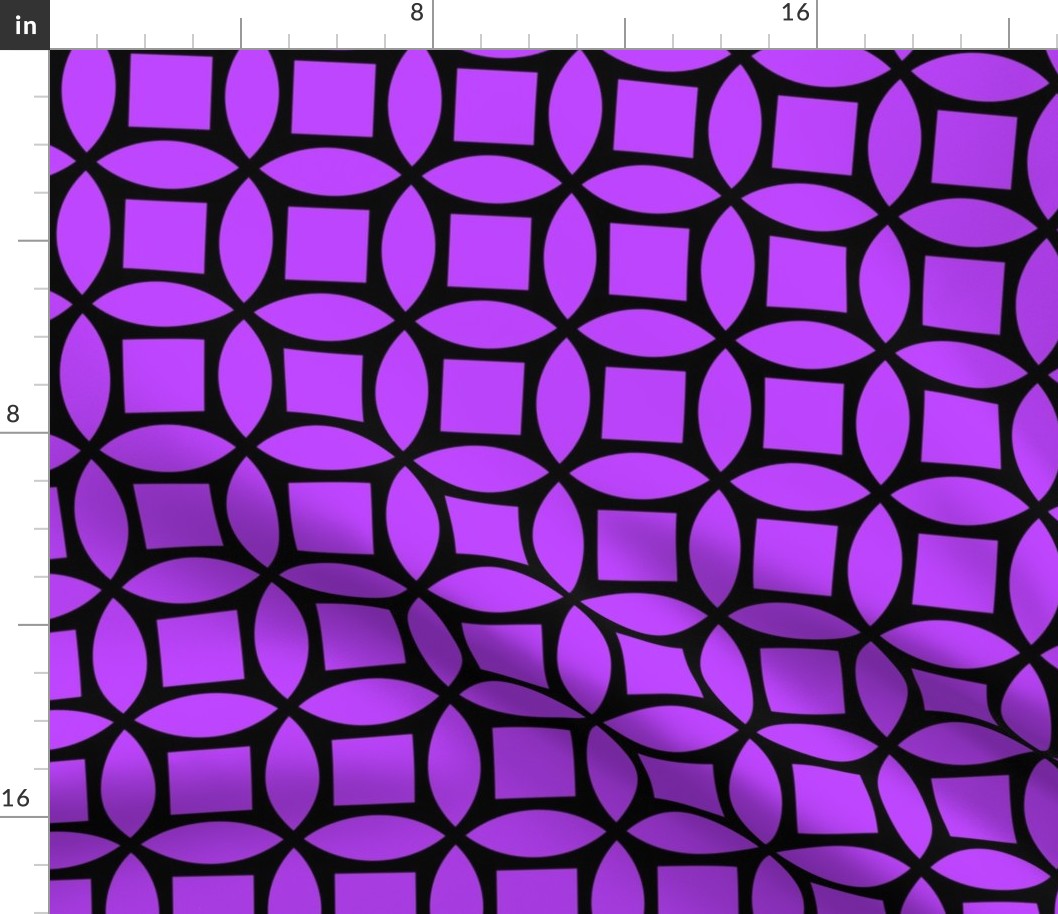 Geometric Pattern: Intersect Square: Black/Purple