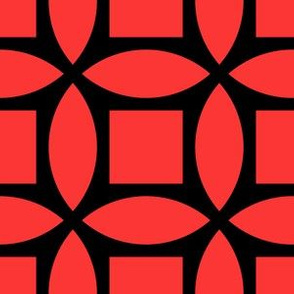 Geometric Pattern: Intersect Square: Black/Red