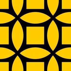 Geometric Pattern: Intersect Square: Black/Yellow