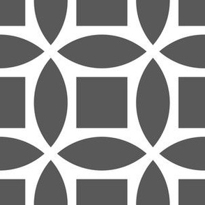 Geometric Pattern: Intersect Square: White/Granite