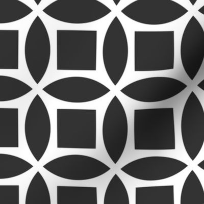 Geometric Pattern: Intersect Square: White/Charcoal