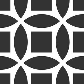 Geometric Pattern: Intersect Square: White/Charcoal