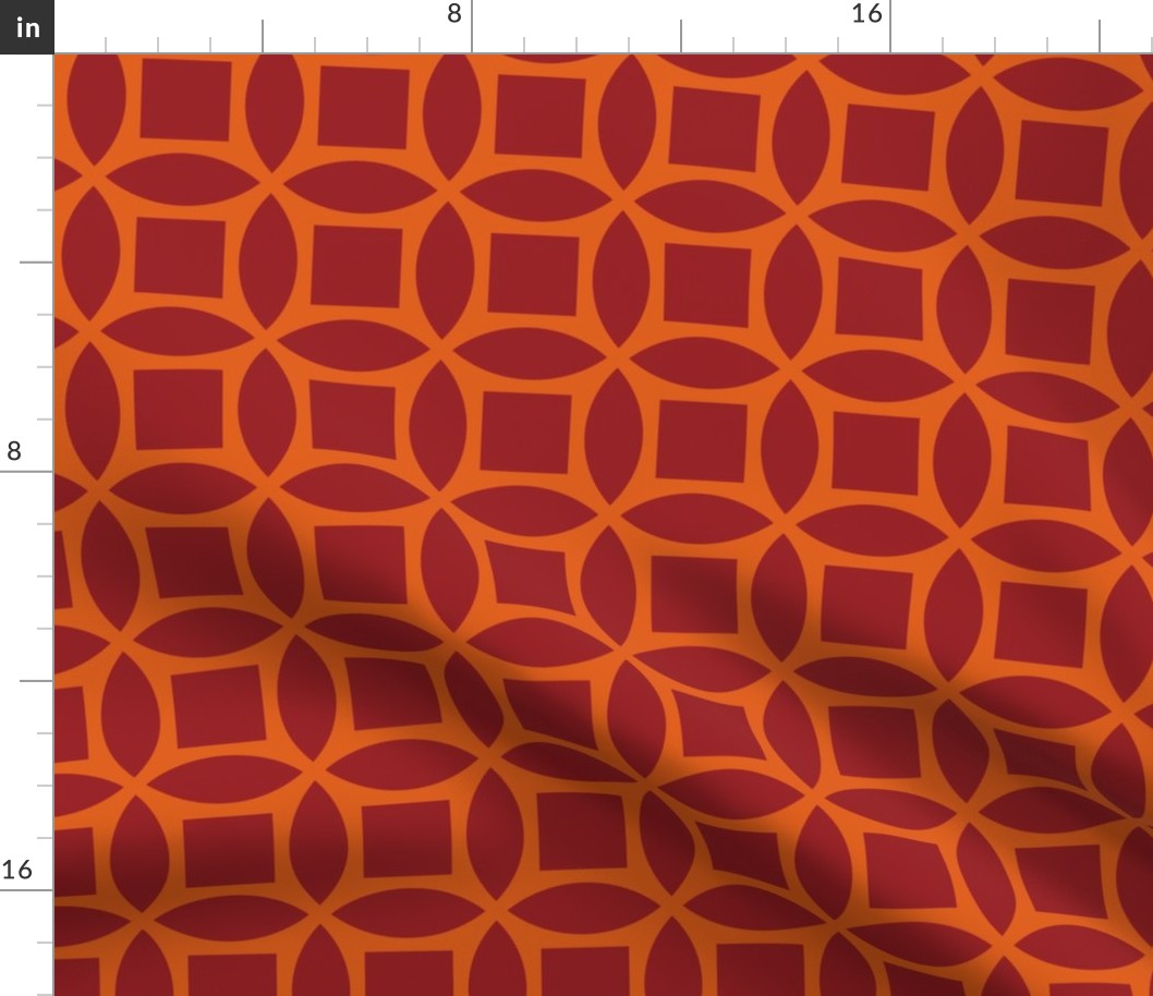 Geometric Pattern: Intersect Square: Blood Orange