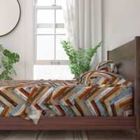 Reclaimed Boat Wood Chevron Tiles Mustard Blue Cream Rust Orange Herringbone