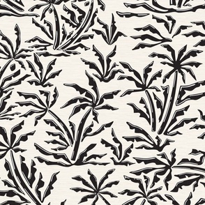 Retro Tropicana - Palms in Black and Ivory / Large