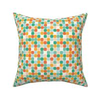 Quilting geometric squares, bright 70s colors, simple and quite