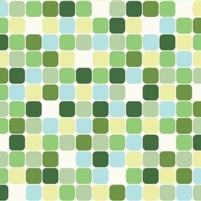 Quilting geometric squares, forest green colors, simple and quite