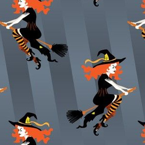 fancy halloween witch on grey