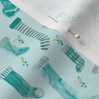 small scale - Watercolor stockings - minty blue