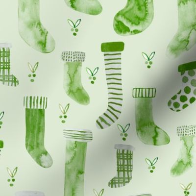 watercolor stockings - green on green