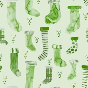 watercolor stockings - green on green