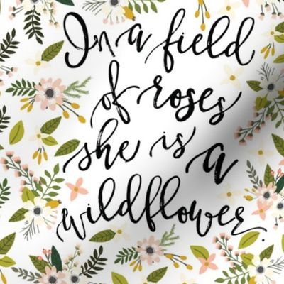 9" square: in a field of roses, she is a wildflower // blush sprigs