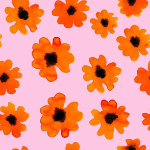 Orange Watercolour Flowers