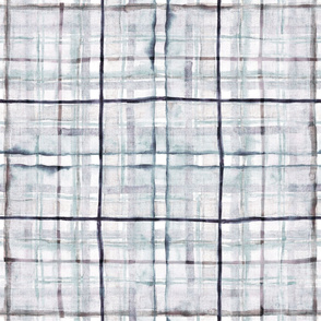 Tartan watercolor grey, handpainted plaid