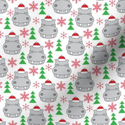tiny christmas hippos with santa hats