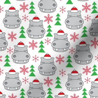 small christmas hippos with santa hats