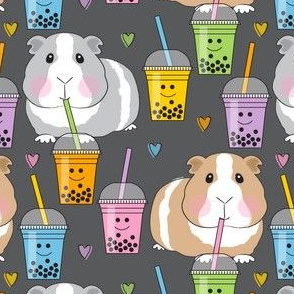 large guinea pigs and boba tea on charcoal
