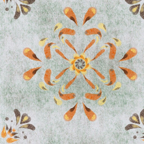 Tile Orange Flower Blossem 