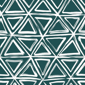 sketch triangles on emerald green
