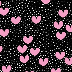 Little boho hearts and spots sweet fall design black white pink