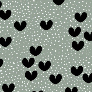 Little boho hearts and spots sweet fall design black white sage green neutral