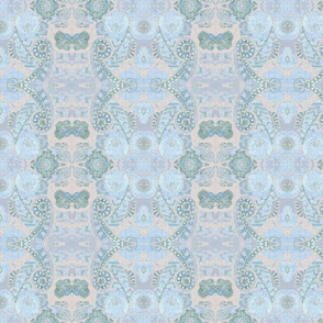 Paisley Light Blue Sage Ecru