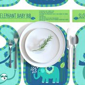 sloth & elephant bib cut and sew kit