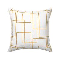 Chic Modern Rectangles // White and Gold Geometric Pattern // 500 DPI