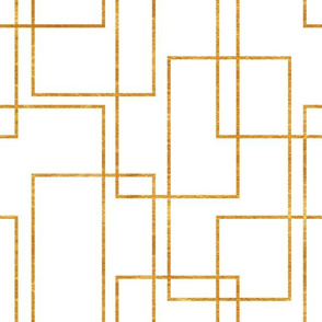 Chic Modern Rectangles // White and Gold Geometric Pattern // 500 DPI