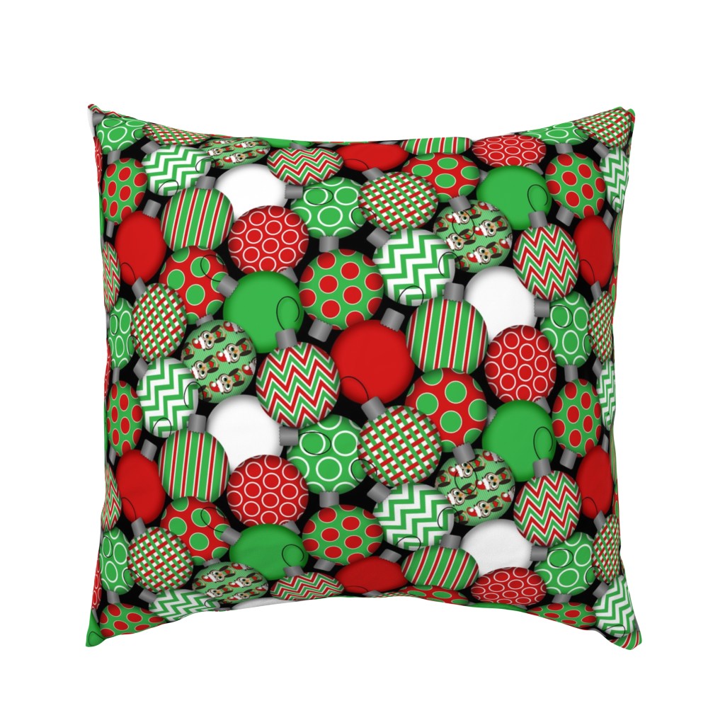 3D Christmas Ornaments in Kelly Green, Red, Black and White