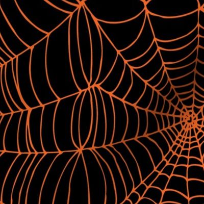 Spiderwebs -   Orange on black, large scale