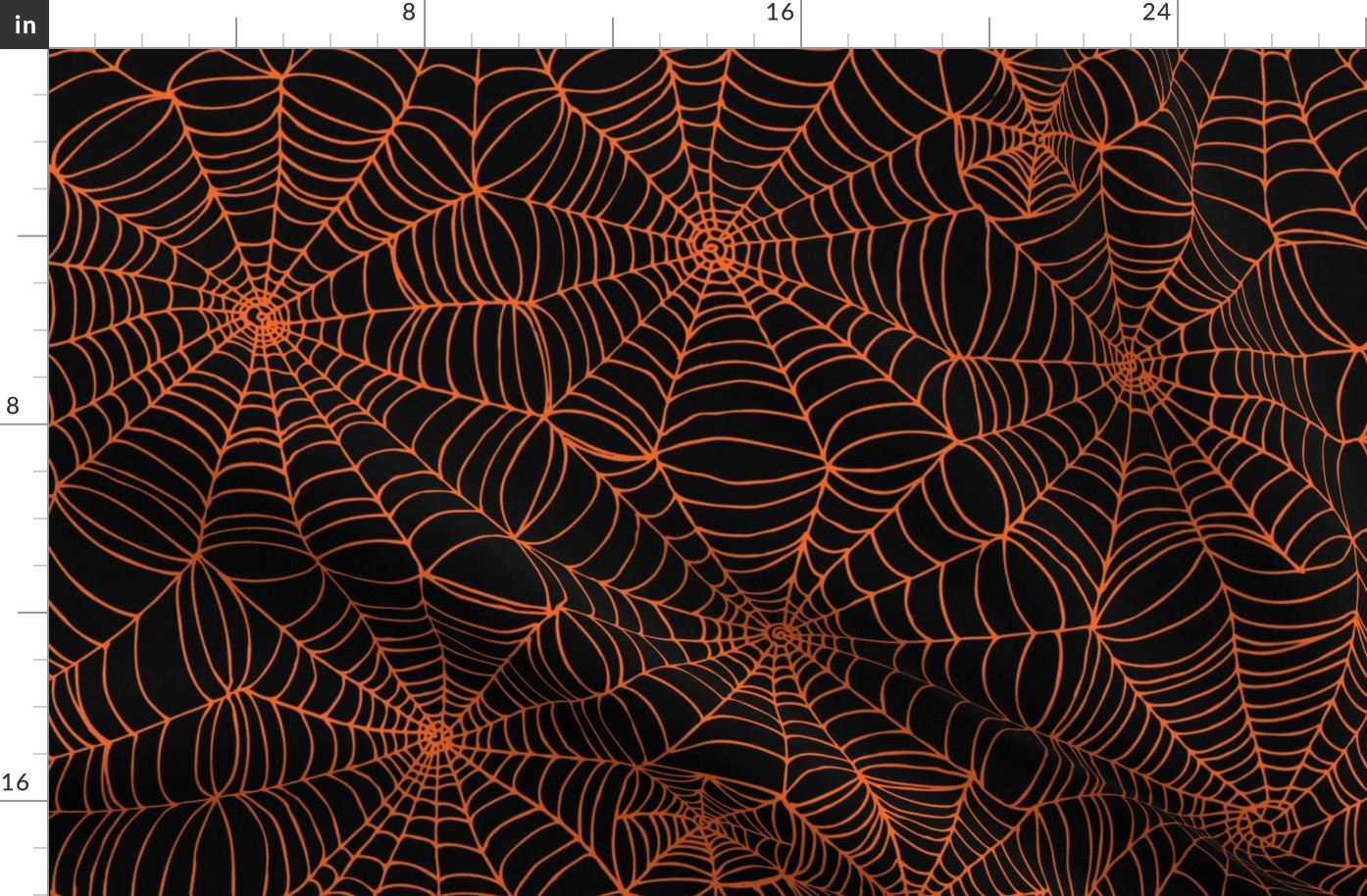 Spiderwebs -   Orange on black, large scale