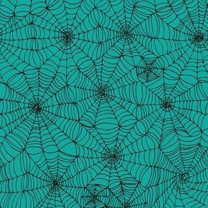 Spiderwebs -   black on turquoise, small scale