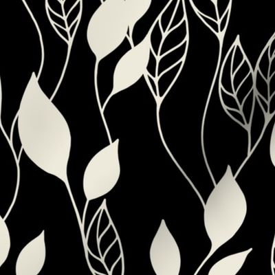 Leaves - Black & Linen
