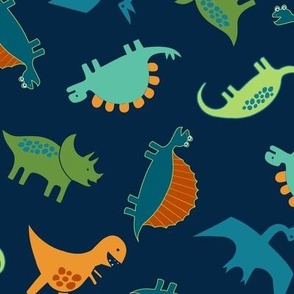 Dinosaur tumble - green, rust and teal - Large scale