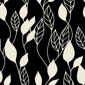 Leaves - Black & Linen Jumbo