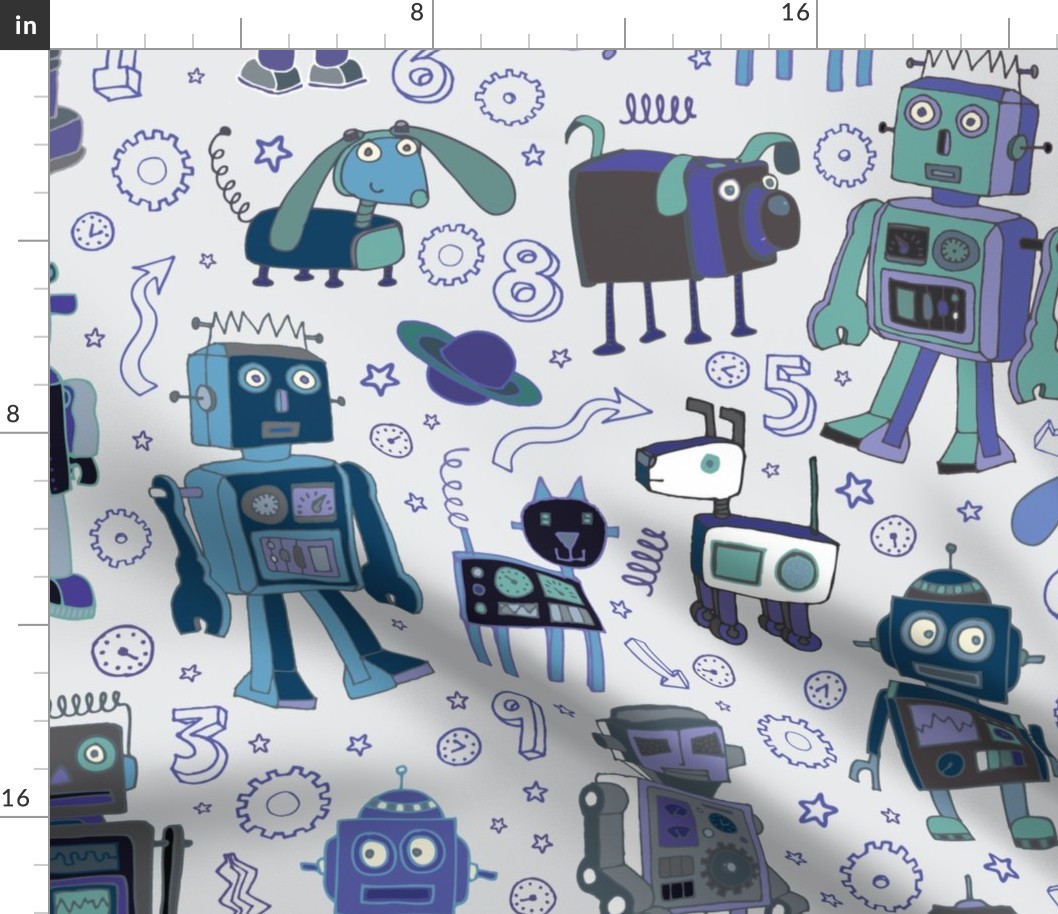 Robots in space - blue and grey Jumbo