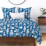 Robot pattern - blue and white - Jumbo