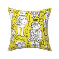 Robot pattern - yellow and white - Jumbo