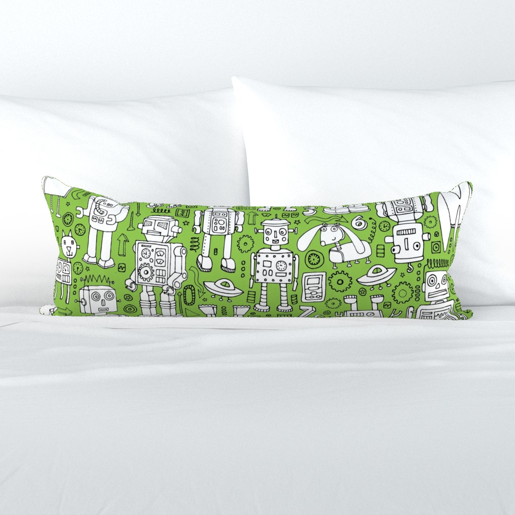 Robot pattern - Green and white - Jumbo