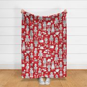 Robot pattern - red and white Jumbo