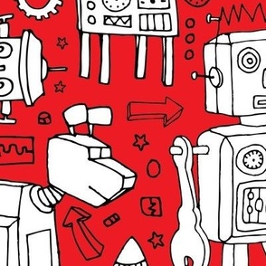 Robot pattern - red and white Jumbo