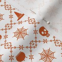 Halloween Damask- White/Orange