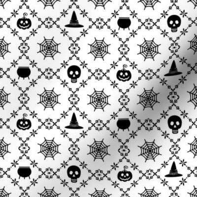 Halloween Damask-White/Black