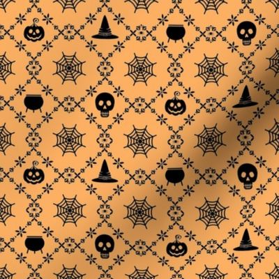 Halloween Damask- Orange/Black